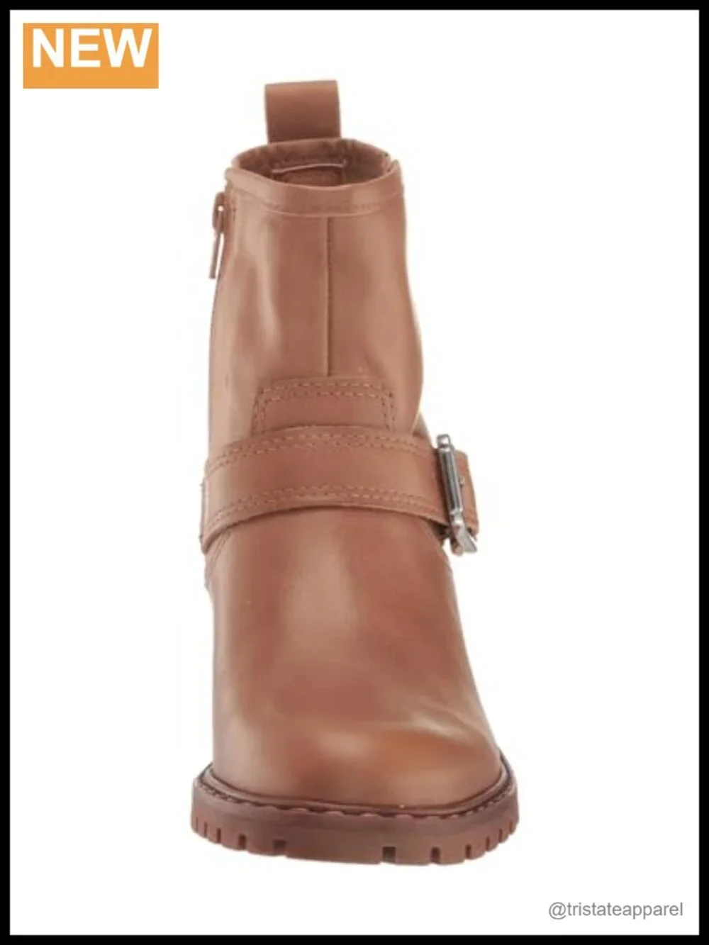Lucky Brand Kenadie Women's Leather Ankle Booties Block Heel Zip